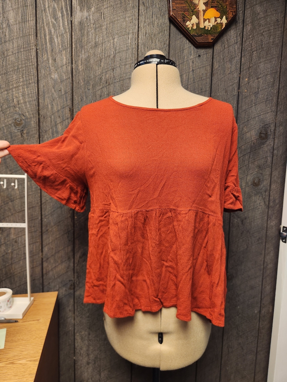 SHEIN Rust Orange Short Sleeve Peplum Top